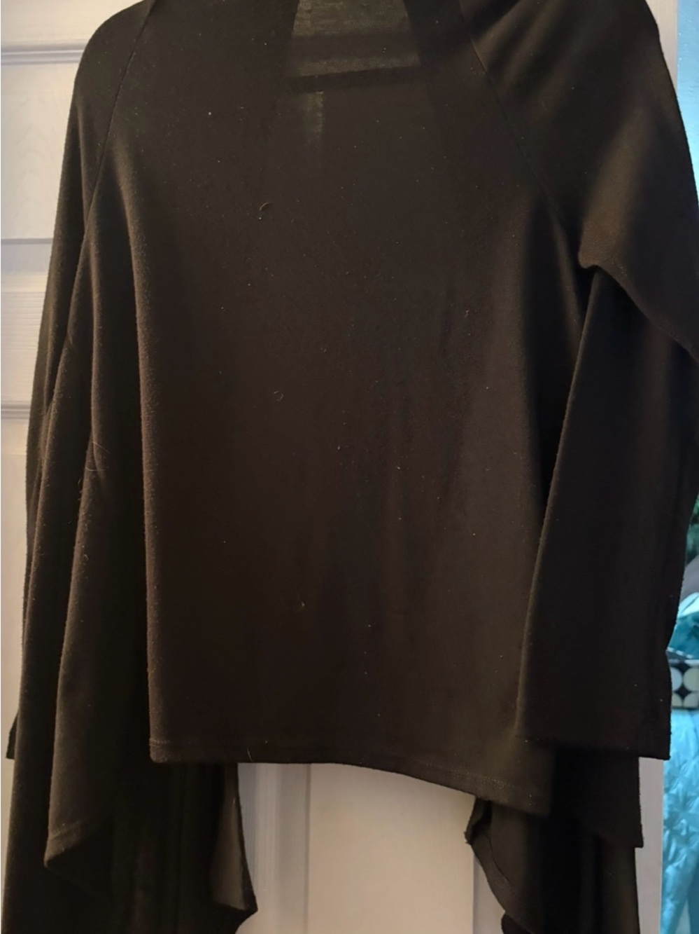 Black Apostrophe  Draped Open Front Cardigan